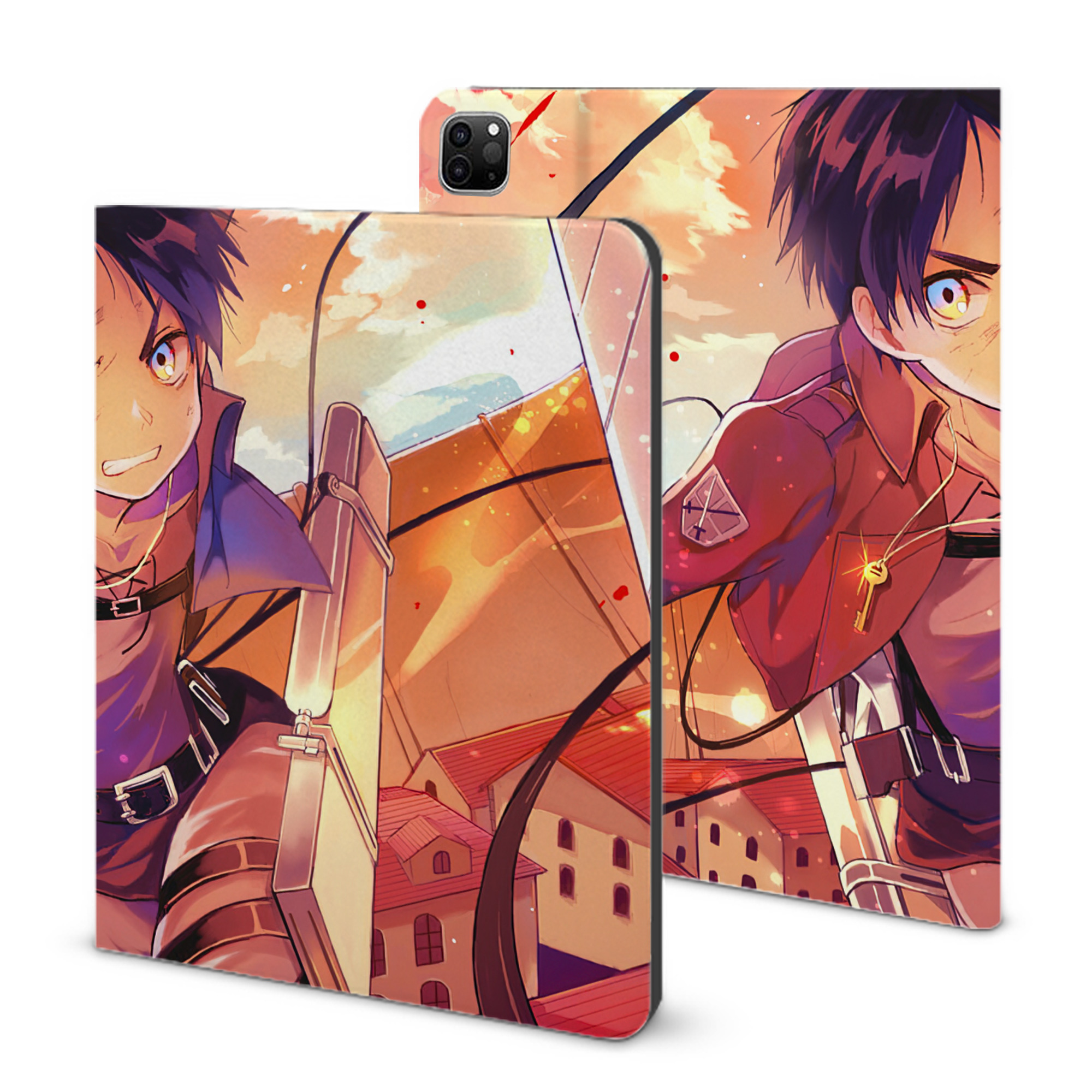 （画像用） 進撃の巨人 Attack on Titan IPad ケース ブック型 PUレザー TPU 耐衝撃 軽量 薄型 ペン収納なし 全面保護 IPad 各モデル対応